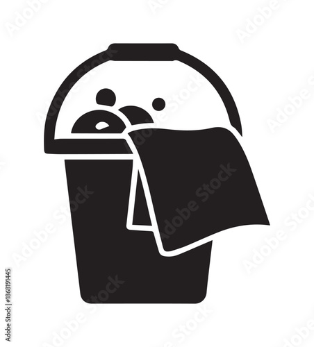 Laundry basket full of clothes vector icon illustration washing and cleaning service vector illustration.