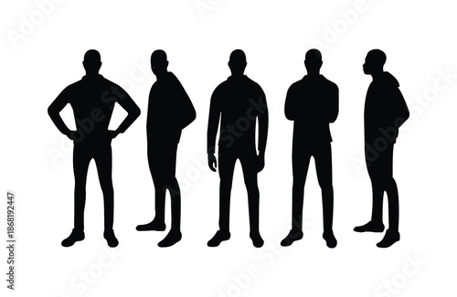 standing african man silhouette in different types of position with standing sideways easy to edit and use standing sideways
