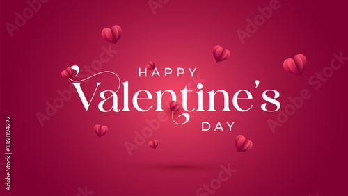 Happy Valentine's day card hearts vector background. Valentine's day holiday backdrop texture, romantic wedding design. 3D Velentine heart, valentine day greeting card. Bokeh background. 