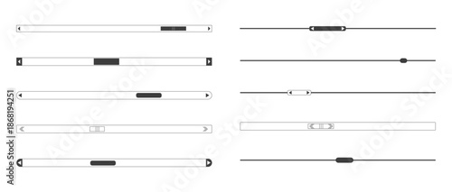 Slide scroll bar set slider. UI control web elements. Scrollbar control panel for power, volume, brightness, Design elements for your website. simple modern graphic element for ui, infographic, icon