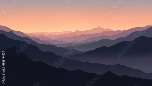 Minimalist Sunset Mountain Range Silhouette Landscape