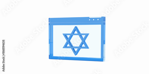 Isometric representation of a smartphone displaying the star of david symbol