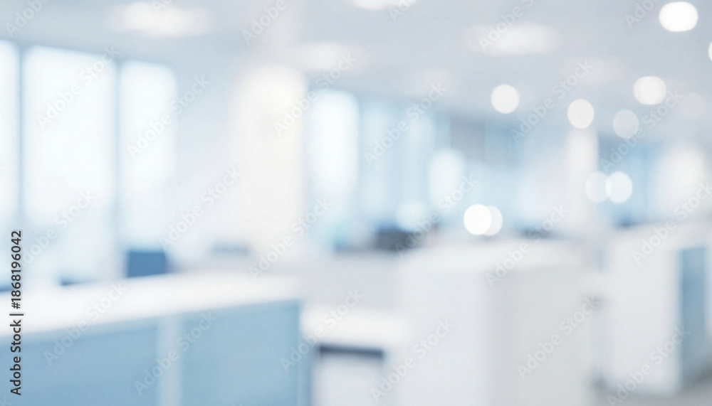 custom made wallpaper toronto digitalModern office space features bright and airy atmosphere with blurred workstations and soft lighting, creating a professional and inviting environment.