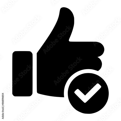 Thumbs up with a checkmark icon representing validation, approval, and success