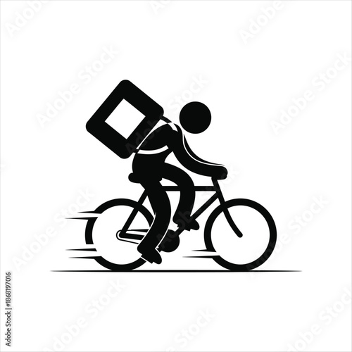Bicycle courier service icon featuring a grayscale color scheme