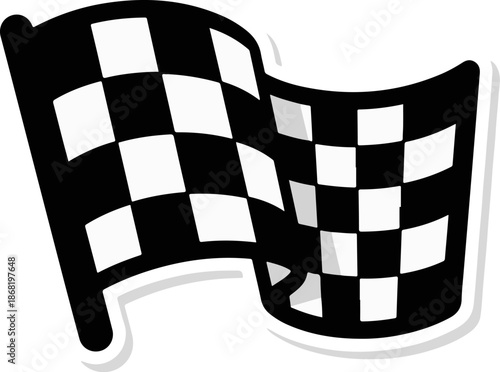 A waving checkered flag with a white border and subtle grey shading