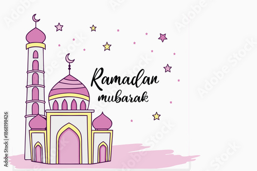 Ramadan Mug With Watercolor Mosque And Stars