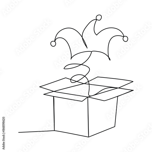 
April Fools' Day or April Fool's Day continuous one line drawing and minimalist style isolate outline vector illustration