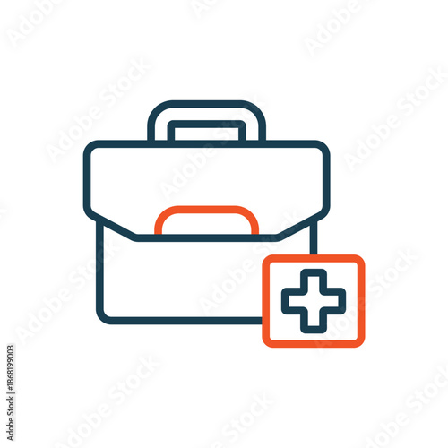 medical kit icons outline and Flat Style,transparent background