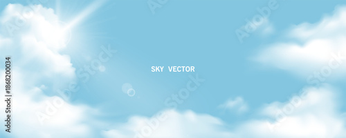 Sky Blue,Cloud poster, cards, banner, Background, Summer Clear Sky over beach, realistic nature sunrise in ,Spring panorama white clouds over blue ocean,Sunset landscape, for cosmetic, ads, web cover