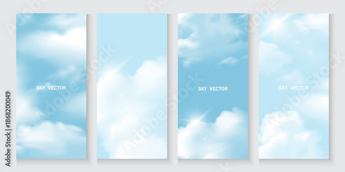 Sky Blue,Cloud poster, cards, banner, Background, Summer Clear Sky over beach, realistic nature sunrise in ,Spring panorama white clouds over blue ocean,Sunset landscape, for cosmetic, ads, web cover