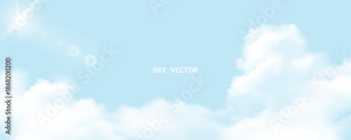 Sky Blue,Cloud poster, cards, banner, Background, Summer Clear Sky over beach, realistic nature sunrise in ,Spring panorama white clouds over blue ocean,Sunset landscape, for cosmetic, ads, web cover