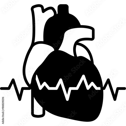 Arrhythmia Irregular Heartbeat Fill Icon: Cardiology and Pulse