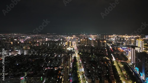 Wallpaper Mural Shantou Guangdong Night City Aerial View With Lighting and Traffic Torontodigital.ca