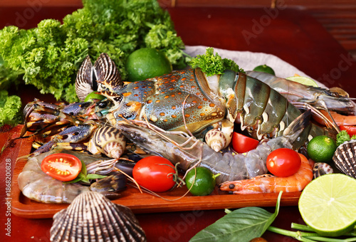 Natural organic seafood - lobster, shrimp, healthy eating