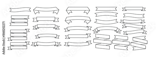 Ribbon banner with space for text. Outline transparency set of tape.