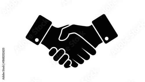 Black icon of two people shaking hands in a business agreement