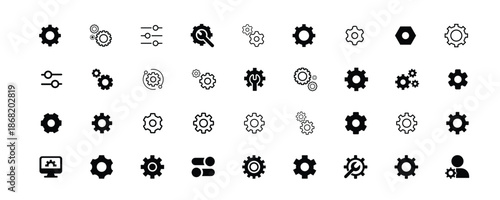settings icon in different style vector illustration. two colored and black settings vector icons designed in filled, outline, line and stroke style can be used for web, mobile, ui
