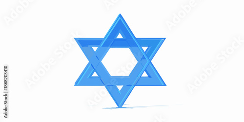 A vibrant three dimensional rendering of the star of david in blue
