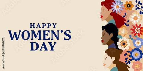 Celebrating women s day with floral profiles and a message of happiness