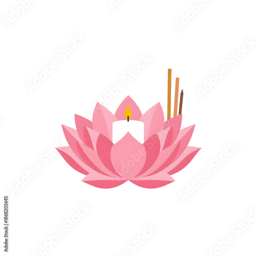 Pink Lotus Flower with Candles Background – Meditation & Spa Zen Illustration