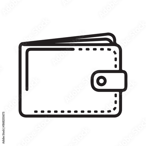 Outline of closed wallet with money sticking out and snap closure icon