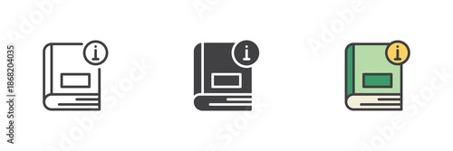 Information book line, solid, colorful different style icon set pack