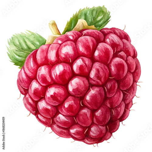 Hand-drawn watercolor artwork of Raspberry Sliced, vector, isolated on a white background.