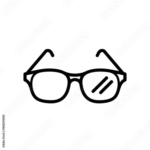 Simple Eyewear Icon: Black Outline of Glasses on White Background