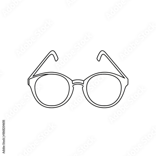 Simple Line Art Drawing of Round Eyeglasses, Minimalist Style