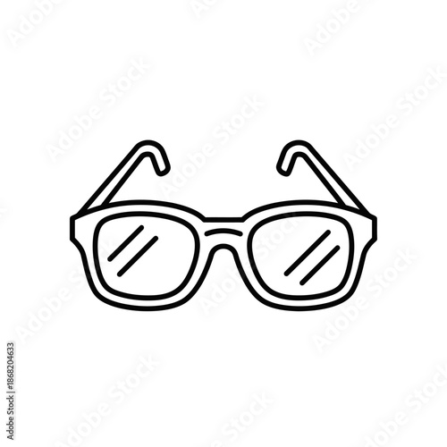 Simple Line Art Icon of Black Eyeglasses on White Background