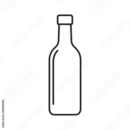 Simple outline icon of a glass bottle with a cap, isolated on white.