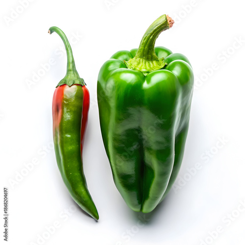 green pepper chili on isolated white background