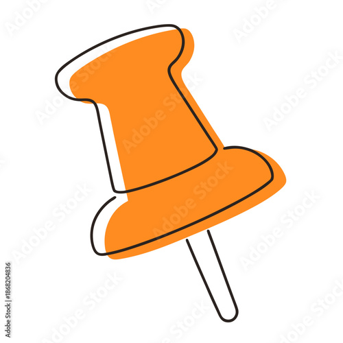 Orange bulletin pin isolated on white background  