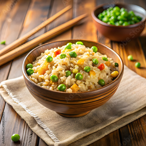 japan rice fired with peas