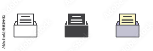 Folder with document line, solid, colorful different style icon set pack