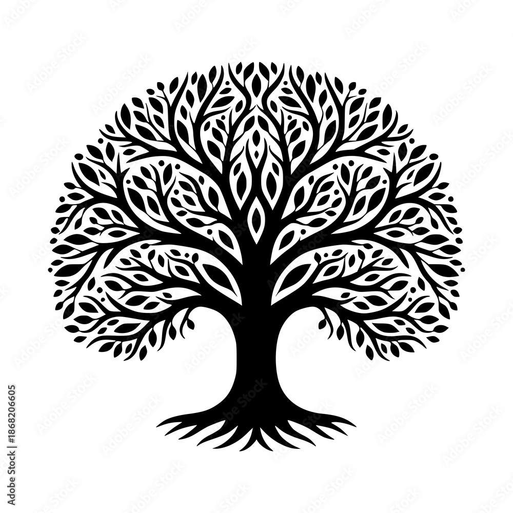 Obraz premium Tree of Life: An intricate illustration of a tree symbolizing growth, connection, and the interconnectedness of life. The detailed design showcases the beauty and complexity of the natural world.