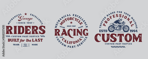 set of Motorcycle racing badges club emblems tshirt design Retro Racing Typography Graphics