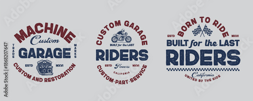 set of Motorcycle racing badges club emblems tshirt design Retro Racing Typography Graphics