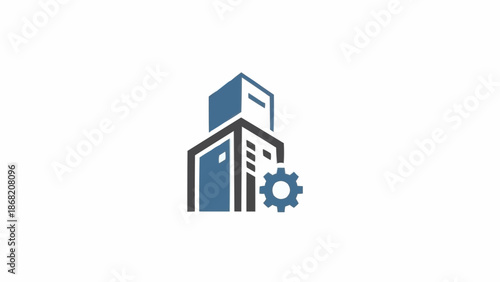 Industrial factory building with gear.