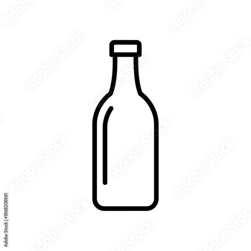 Simple outline of a glass bottle, clean design, isolated on white background, vector