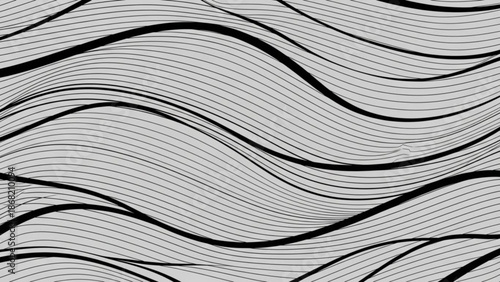 Black and gray wavy lines pattern on light gray background texture design