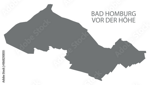 Bad Homburg vor der Höhe city map with boroughs grey illustration silhouette shape