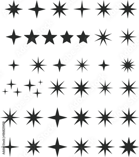 Black Star Symbols in Various Sizes and Styles small