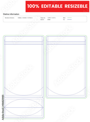zipper stand up coffee pouch dieline template box dieline die lines packaging custom dieline  box cardboard box dieline pizza box dieline printable product packaging layout,