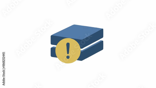 Warning sign on blue server.