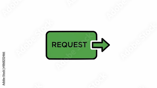 Green request button with arrow.