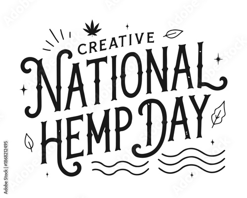 Celebrate National Hemp Day with Hemp Plant Vector Illustration Isolated on White Background