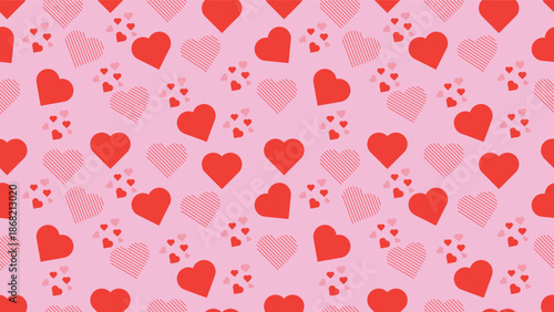 red heart shape seamless pattern on pink background