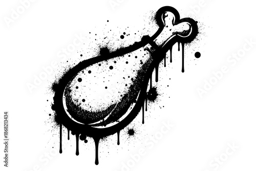 Grunge drumstick art featuring ink splatter and dripping effect